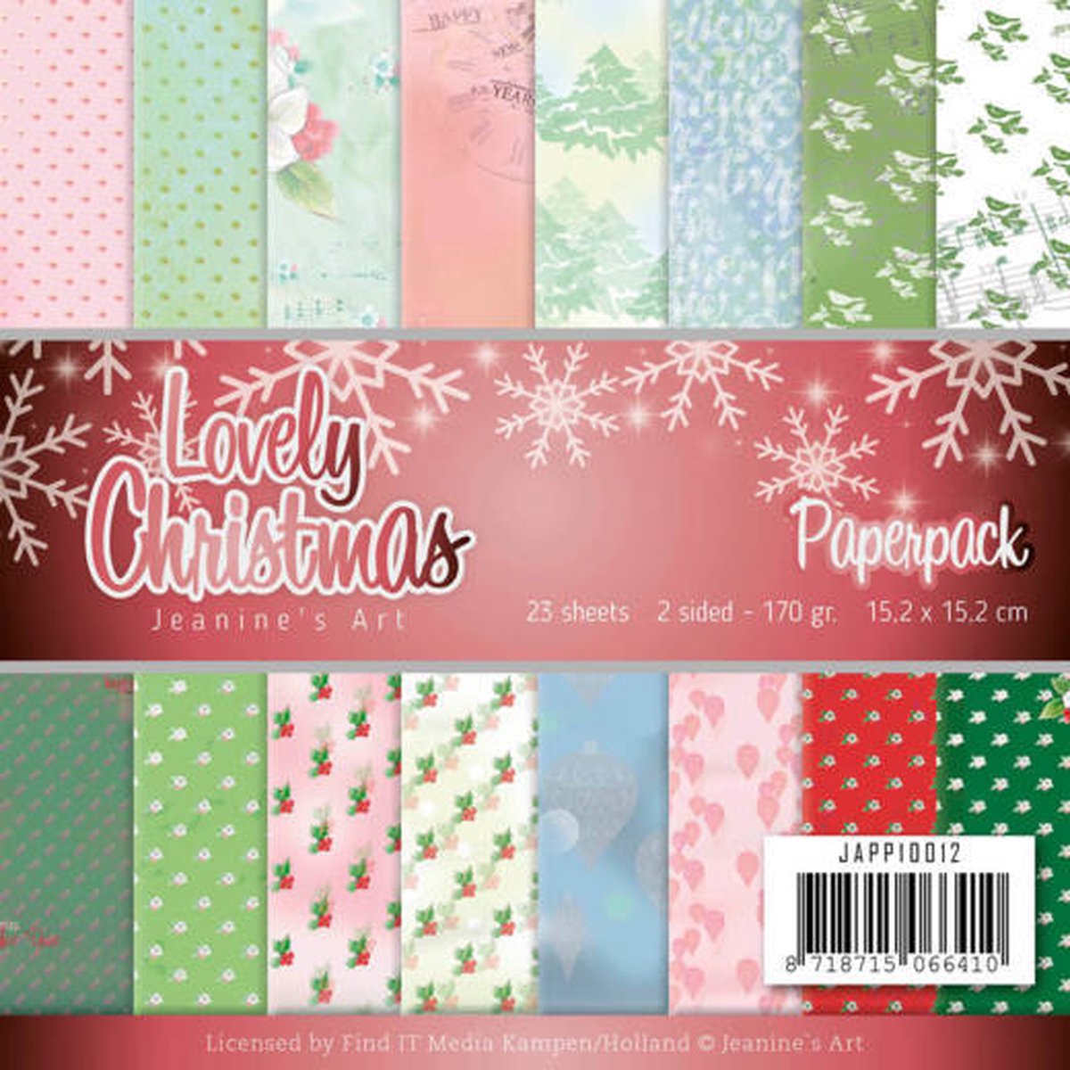 Jeanines art paperpack -Lovely Chrismas - 23 dubbelzijde vellen